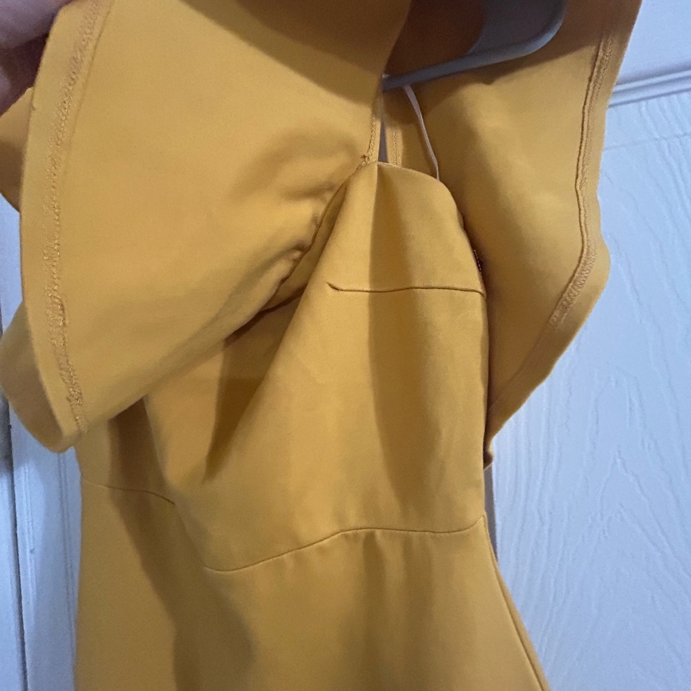 Lulu's Golden Ruffle Holiday Mini Dress - Picture 9 of 10